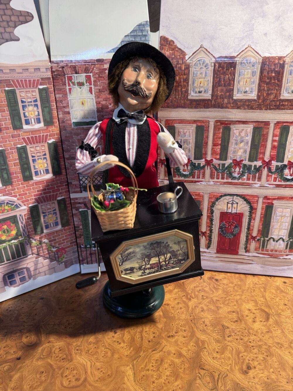 Byers Choice Organ Grinder Man Street Performer Christmas Caroler Red Stripes